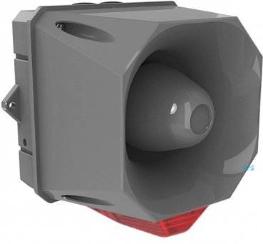 FHF Schallgeber-Blitzleuchten-Kombination X10 LED Maxi Gehäuse dunkel grau 10-60 VAC-DC Kalotte rot 22551382