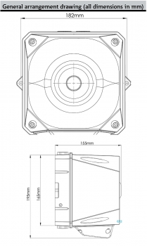 FHF Schallgeber-Blitzleuchten-Kombination X10 LED Maxi Gehäuse dunkel grau 10-60 VAC-DC Kalotte rot 22551382