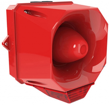 FHF Schallgeber-Blitzleuchten-Kombination X10 LED Midi Gehäuse rot 115/230 VAC Kalotte gelb 22540723