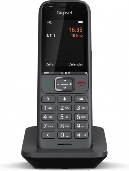 schwarz Gigaset SL800H PRO – schnurloses Business DECT-Telefon schwarz & DECT Basisstation GO Box 100 Verbindung analog über TAE-Anschluss oder per LAN-Kabel kompatibel mit 6 Gigaset Mobilteilen 