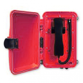 FHF Wetterfestes Telefon InduTel ZB rot Kunststoffgehäuse mit Schutztür ohne Tastatur 1126450202