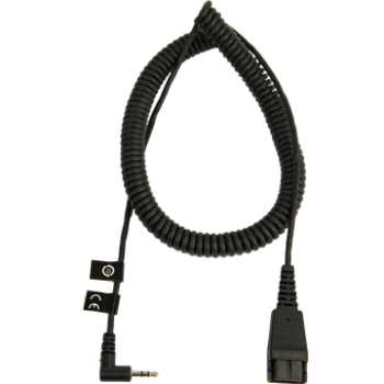 Jabra QD auf 2,5mm Klinke gewinkelter Stecker spiral 0,5-2m für Panasonic Ascom 8800-01-46 NEU