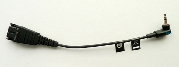 Jabra QD auf 2,5mm Klinke gewinkelter Stecker 15cm für Ascom Panasonic 8800-00-46 NEU