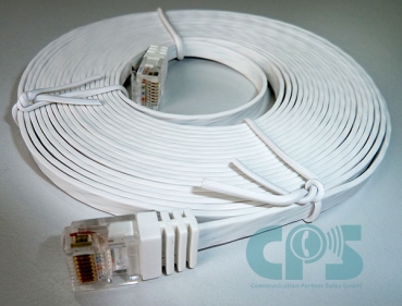 LAN-Cable CAT6 UTP Slim 5m Patch cable, flat cable, Flat slim-line, for IP Phones/Devices, White 75715-SLW