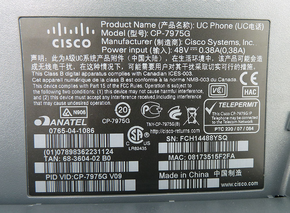 Cisco CP-7975G= Cisco Unified IP Phone 7975G mit Key Modul Aufsteller
