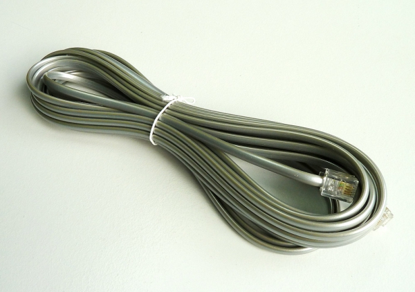 Anschlussschnurr für Steckernetzgerät, silber, 4-ADRIG 6M,MW/MW, RJ11/RJ11 F30033-X1000-X123