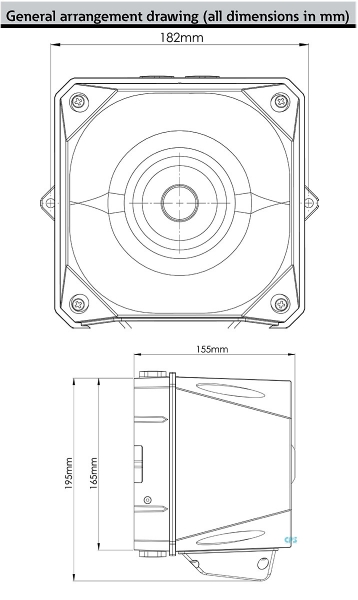 FHF Schallgeber-Blitzleuchten-Kombination X10 LED Maxi Gehäuse dunkel grau 10-60 VAC-DC Kalotte klar 22551381
