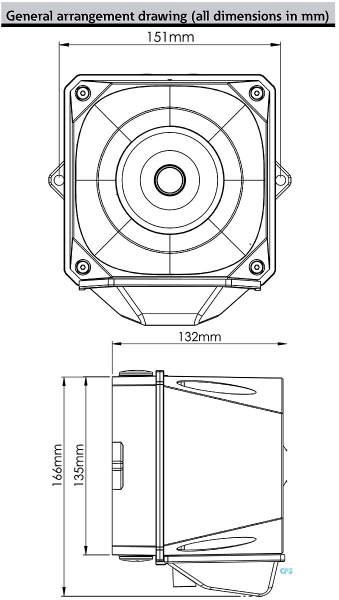 FHF Schallgeber-Blitzleuchten-Kombination X10 LED Midi Gehäuse rot 115/230 VAC Kalotte blau 22540725