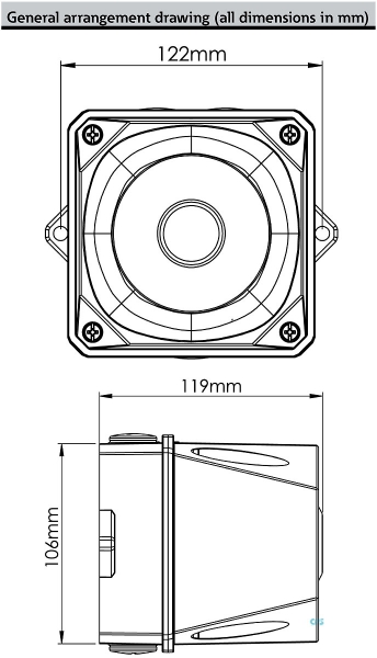FHF Schallgeber X10 Mini 10-60 VDC Gehäuse rot 21531213