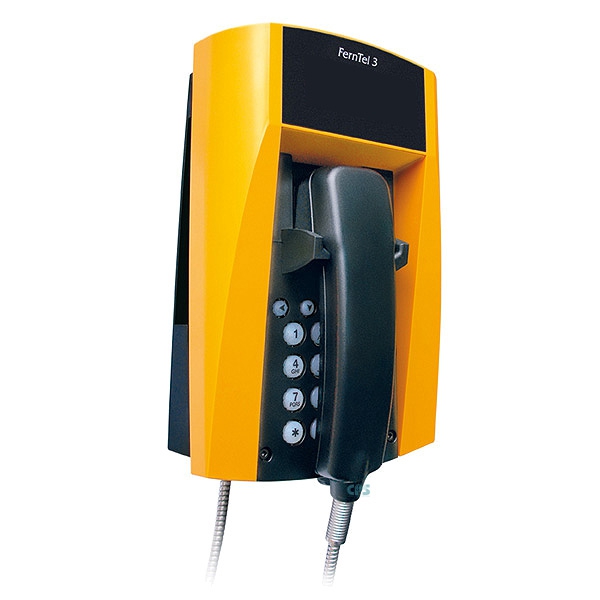 FHF Wetterfestes Telefon FernTel 3 schwarz/gelb ohne Display mit Wendelschnur 11230021