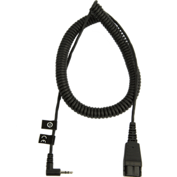 Jabra QD auf 2,5mm Klinke gewinkelter Stecker spiral 0,5-2m für Panasonic Ascom 8800-01-46