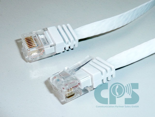 LAN-Cable CAT6 UTP Slim 5m Patch cable, flat cable, Flat slim-line, for IP Phones/Devices, White 75715-SLW